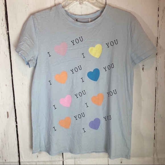 Wildfox Tops - Wildfox Sz Small I love you light blue Tee Kisses Valentines
